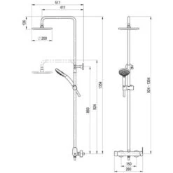 GALINDO 46250100 NINE Columna Ducha Mezcladora Rociador 200 Mm Y Flexo Pvc -Hogar Baño Tienda 42023378 2