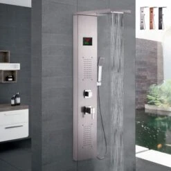 Columna De Ducha Panel Mezclador Alcachofa Cascada Ducha Rapolano Color: Silver