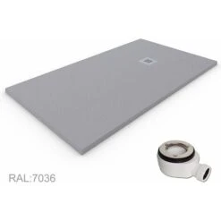 Plato De Ducha Resina EXTRAPLANO. Textura Pizarra Antideslizante. Carga Mineral. GRIS CEMENTO RAL: 7037 70X90CM