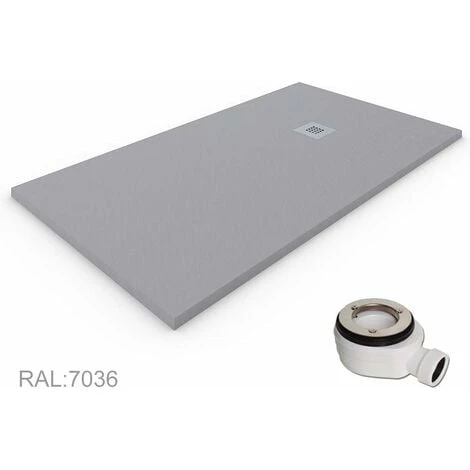 Plato De Ducha Resina EXTRAPLANO. Textura Pizarra Antideslizante. Carga Mineral. GRIS CEMENTO RAL: 7037 70X90CM 3 Plato De Ducha Resina EXTRAPLANO. Textura Pizarra Antideslizante. Carga Mineral. GRIS CEMENTO RAL: 7037 70X90CM