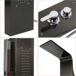 Panel De Ducha De Acero Inoxidable,Cabeza De Ducha, Ducha De Mano Y Chorros De Masaje,negro -Hogar Baño Tienda 51599350 4