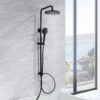 CECIPA Columna De Ducha Sistema De Ducha Negro Sin Grifería, Set De Ducha Efecto Lluvia Con Rociador Redondo De 22 Cm Y Teleducha 3 Modos, Regulable En Altura -Hogar Baño Tienda 51664831 1