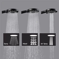 CECIPA Columna De Ducha Sistema De Ducha Negro Sin Grifería, Set De Ducha Efecto Lluvia Con Rociador Redondo De 22 Cm Y Teleducha 3 Modos, Regulable En Altura -Hogar Baño Tienda 51664831 4