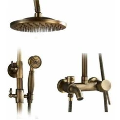 Columna De Ducha Monomando Retro FERRETTI Dorado Envejecido -Hogar Baño Tienda 54430828 3