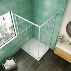 Mampara De Ducha Angular Cabina De Ducha Mampara De Ducha Cuadrada Puerta Corredera Cristal 5 MM Perfilería Gris Mate 76x76cm -Hogar Baño Tienda 5498323 3