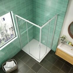 Mampara De Ducha Angular Cabina De Ducha Mampara De Ducha Cuadrada Puerta Corredera Cristal 5 MM Perfilería Gris Mate 80x70cm -Hogar Baño Tienda 5498343 3