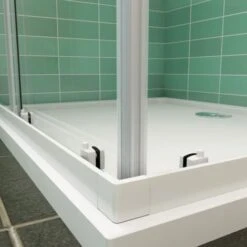 Mampara De Ducha Angular Cabina De Ducha Mampara De Ducha Cuadrada Puerta Corredera Cristal 5 MM Perfilería Gris Mate 80x70cm -Hogar Baño Tienda 5498343 4