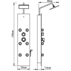 Panel Ducha De Vidrio 25x47,5x130 Cm Negro VidaXL -Hogar Baño Tienda 55152249 3