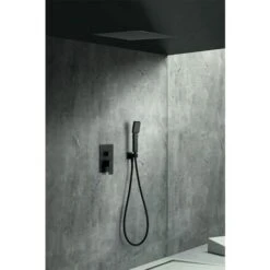 Conjunto Ducha Monomando Empotrado Volga Negro Mat IMEX GET015/NG