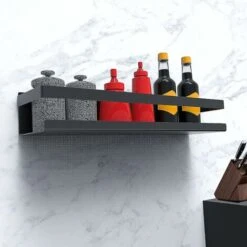 Estante De Ducha Sin Taladrar, Estante De Baño De Acero Inoxidable, Negro Mate - 30 Cm -Hogar Baño Tienda 56937635 4