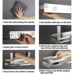 Estante De Ducha Sin Taladrar, Estante De Baño De Acero Inoxidable, Negro Mate - 30 Cm -Hogar Baño Tienda 56937635 5