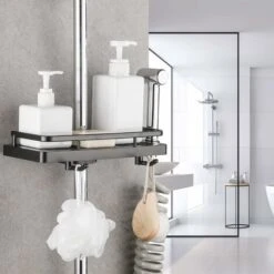 Estante De Ducha Sin Taladrar Estantes De Ducha Colgantes Soportes Para Accesorios De Ducha Con Dos Ganchos Y Gancho Para Cabezal De Ducha Para Traje [22 Mm-25 Mm] Riel, Paquete De Dos -Hogar Baño Tienda 56954657 3