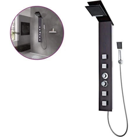 Sistema De Panel De Ducha Vidrio Marrón VidaXL 3 Sistema De Panel De Ducha Vidrio Marrón VidaXL