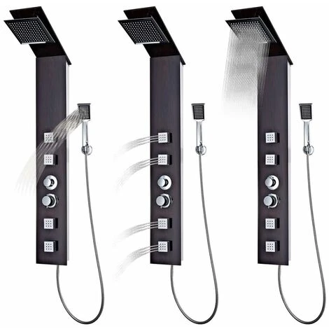 Sistema De Panel De Ducha Vidrio Marrón VidaXL 6 Sistema De Panel De Ducha Vidrio Marrón VidaXL - Imagen 4