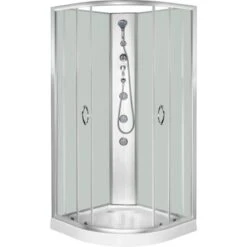 Cabina De Ducha De 1/4 De Circulo En Color Blanco De 90 X 90 X 197 Cm DP-1902