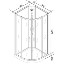 Cabina De Ducha De 1/4 De Circulo En Color Blanco De 90 X 90 X 197 Cm DP-1902 -Hogar Baño Tienda 5825900 5