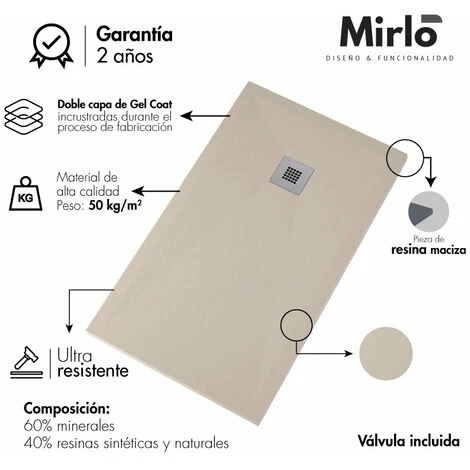 Plato De Ducha Pizarra PLUS CREMA 70x70 Cm Rejilla Color 5 Plato De Ducha Pizarra PLUS CREMA 70x70 Cm Rejilla Color - Imagen 3