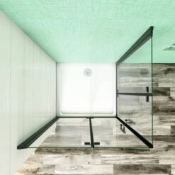 Cabina De Ducha Angular Plegable Con Bisagra Cuatro Hojas, 5mm Cristal Templado Antical, Marco Negro Mate, 70x70x190cm -Hogar Baño Tienda 60070545 5