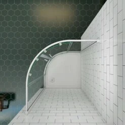 Mampara De Ducha Semicircular Corredera Cuatro Hojas(dos Movibles Y Dos Fijas), 5mm Cristal Templado, Marco De Aluminio Mate, 76x76x185cm -Hogar Baño Tienda 60070841 4