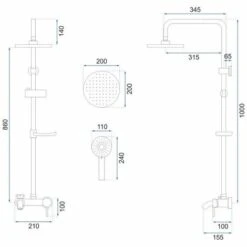 CONJUNTO DE DUCHA REA LUIS NEGRO -Hogar Baño Tienda 60131248 5