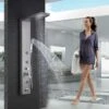 Sistema De Panel De Ducha LED Con Chorros De Masaje, Columnas De Ducha Hidromasaje En Cascada, Set De Ducha,niquel Pulido -Hogar Baño Tienda 60347584 1