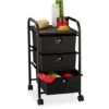 Relaxdays Carrito Auxiliar, 3 Cajones, Metal Y Plástico, Carro Para Baño, Cosméticos, 60 X 33 X 39 Cm, Negro 2 Relaxdays Carrito Auxiliar, 3 Cajones, Metal Y Plástico, Carro Para Baño, Cosméticos, 60 X 33 X 39 Cm, Negro -Hogar Baño Tienda 61312313 1