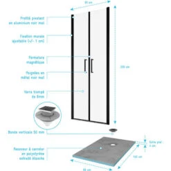 Pack Mampara De Ducha 90x200 Cm + PLATO DE DUCHA ALICATADOS 90x140 RECUTABLE -Hogar Baño Tienda 62279584 4