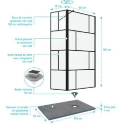 Paquete De Pared De Ducha 90x195 + 40 Cm + Bandeja De Mosaico 90x140 + 100 Cm Barra De Fijación - BLOCKS 90 9 Paquete De Pared De Ducha 90x195 + 40 Cm + Bandeja De Mosaico 90x140 + 100 Cm Barra De Fijación - BLOCKS 90 -Hogar Baño Tienda 62279639 4