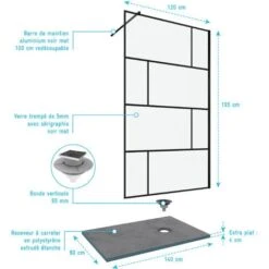 Pack Mampara De Ducha 120x195 Cm + PLATO DE DUCHA ALICATADOS 90x140 RECUTABLE -Hogar Baño Tienda 62279663 4