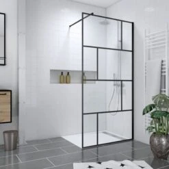 Pack Mampara De Ducha 100x195 Cm + BANDEJA DE ACRILICO EFECTO PIEDRA BLANCA 100X80