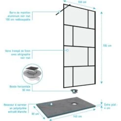 Pack Mampara De Ducha 100x195 Cm + BANDEJA ALICATADA CORTADA 90X140 -Hogar Baño Tienda 64144780 4
