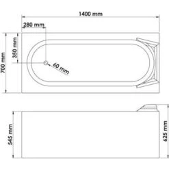 FANY Bañera Rectangular 140x70cm - ABS Y Acrílico Reforzado 3mm - Blanco -Hogar Baño Tienda 6782252 4