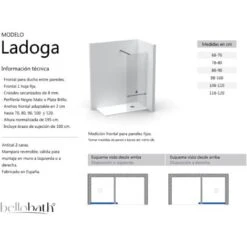 Mampara De Ducha Panel Fijo 90 Cm Ancho X 195 Cm Altura Negro Mate Vidrio 8mm Decorado Industrial Antical Barra 90 Cm Fondo Adaptable -Hogar Baño Tienda 70239822 3