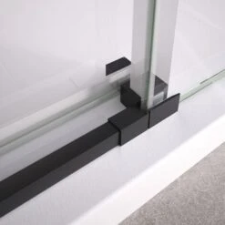 Mampara De Ducha Frontal Fijo + Corredera 95-100 Cm (ancho Adaptable) Altura 195 Cm Negro Mate Vidrio 6mm Transparente Antical Posición Fijo Derecha -Hogar Baño Tienda 70239900 3