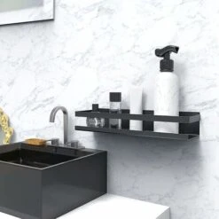 Estante De Ducha Sin Perforación, Estante De Baño De Acero Inoxidable SUS304, Negro Mate - 30 Cm 9 Estante De Ducha Sin Perforación, Estante De Baño De Acero Inoxidable SUS304, Negro Mate - 30 Cm -Hogar Baño Tienda 70241065 3