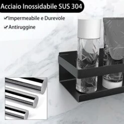 Estante De Ducha Sin Perforación, Estante De Baño De Acero Inoxidable SUS304, Negro Mate - 30 Cm 11 Estante De Ducha Sin Perforación, Estante De Baño De Acero Inoxidable SUS304, Negro Mate - 30 Cm -Hogar Baño Tienda 70241065 5