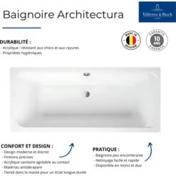 Villeroy & Boch VILLEROY ET BOCH Acra­lico Architectura Ba±era Recta, 150 X 70 -Hogar Baño Tienda 70903026 3