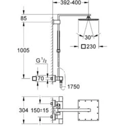 GROHE Columna De Ducha Termostática Euphoria Cube System 230 -Hogar Baño Tienda 70903590 4