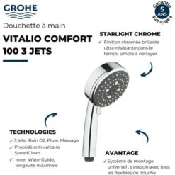 GROHE Vitalio Comfort 100 Teleducha De 3 Chorros Cromo 9 GROHE Vitalio Comfort 100 Teleducha De 3 Chorros Cromo -Hogar Baño Tienda 70906024 3