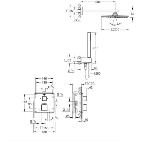 GROHE Grohtherm Cube Rainshower Allure 230 Mezclador De Ducha Empotrado 5 GROHE Grohtherm Cube Rainshower Allure 230 Mezclador De Ducha Empotrado - Imagen 3