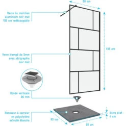 Pack Mampara De Ducha 90x195 Cm + PLATO DE DUCHA ALICATADO 90X90 CUT-OFF -Hogar Baño Tienda 71316445 4