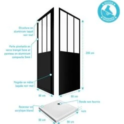 Pack Porte Pivoting Glass Dipped 5 Mm + Panel De Aluminio Compuesto + 90x90 Receptor Blanco 9 Pack Porte Pivoting Glass Dipped 5 Mm + Panel De Aluminio Compuesto + 90x90 Receptor Blanco -Hogar Baño Tienda 71346952 4