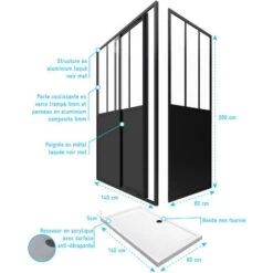 Pango De Puerta Giratorio De 140x200 + Panel Compuesto De Retorno Y Aluminio + 140x80 Destinatario -Hogar Baño Tienda 71346960 4
