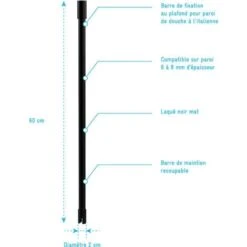 Barra De Encuadernación De Techo Para Ducha Mate De Laca Negra Italiana - Corte De 60 Cm -Hogar Baño Tienda 71356566 4
