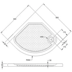 PRACTIC Plato De Ducha Acrílico 80x80 Cm, Semicircular -Hogar Baño Tienda 71428075 5