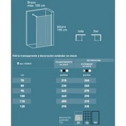 Mampara Ducha Fijo Walk In Reborde Negro Vidrio Templado 8mm Antical 195cm Altura 70 Cm Perfil Negro Mate -Hogar Baño Tienda 71448557 3