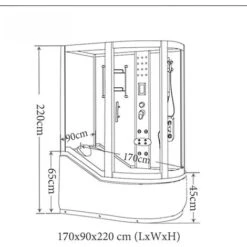 SIMBA Bañera De Esquina Ducha Cabina Hidromasaje PARADISE 170 X 90 Cm H 220cm -Hogar Baño Tienda 7171051 5