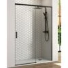 Mampara Ducha Frontal 1 Puerta Corredera + 1 Fijo Vidrio Templado 6mm Antical Transparente 195cm Alto Perfil Negro Mate - 100 Cm (Adaptable 95-99cm) -Hogar Baño Tienda 72641867 1