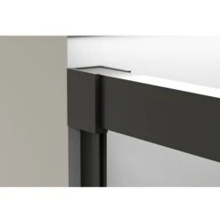 Mampara Ducha Frontal 1 Puerta Corredera + 1 Fijo Vidrio Templado 6mm Antical Transparente 195cm Alto Perfil Negro Mate - 100 Cm (Adaptable 95-99cm) -Hogar Baño Tienda 72641867 5