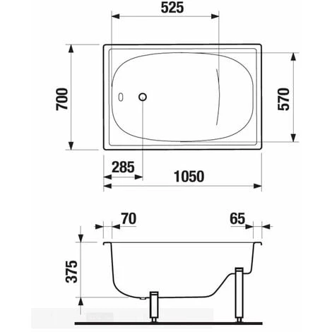 Jika (Groupe Roca) Riga Bañera Ahorra Espacio 105 X 70 X 37,5 Cm En Acero Esmaltado, Blanco (H2340000000001) 4 Jika (Groupe Roca) Riga Bañera Ahorra Espacio 105 X 70 X 37,5 Cm En Acero Esmaltado, Blanco (H2340000000001) - Imagen 2